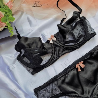 Set đồ lót gọng mix lụa đen