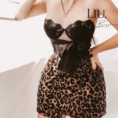 Áo corset quai lụa màu đen