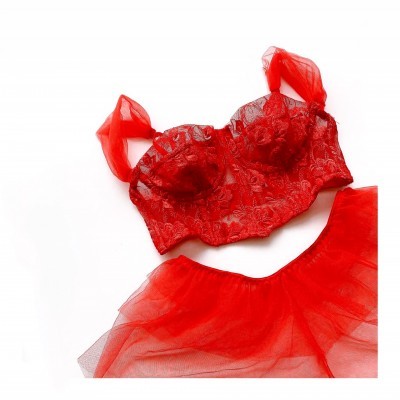 Áo corset quai voan màu đỏ