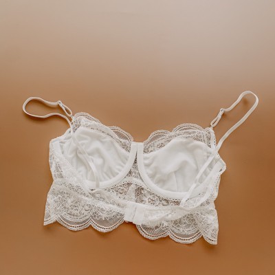 Set áo gọng trắng ren pha lưới - Lamiwhite