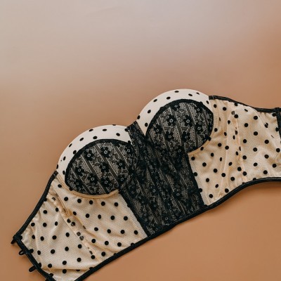 Áo corset cup ngực ren mix nude - Nasia
