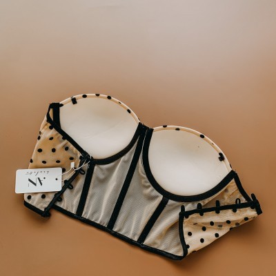 Áo corset cup ngực ren mix nude - Nasia