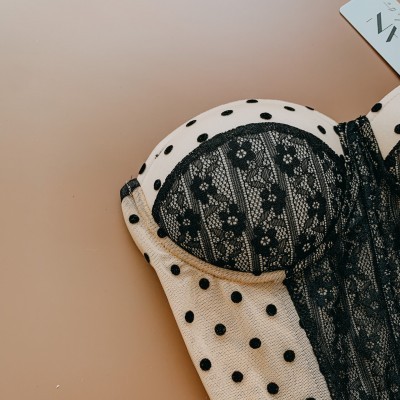 Áo corset cup ngực ren mix nude - Nasia