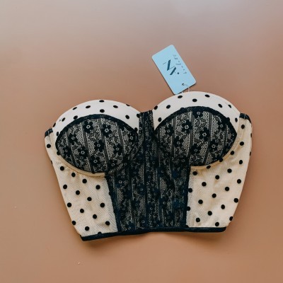 Áo corset cup ngực ren mix nude - Nasia