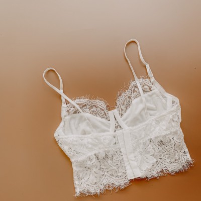 Áo corset ren mi trắng bản dài