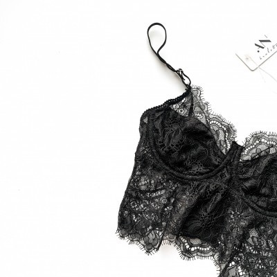 Áp corset ren mi màu đen - Miblack